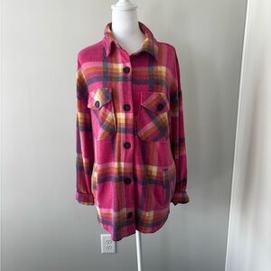 Zenana Outfitters Vibrant Plaid Utility Jacket
